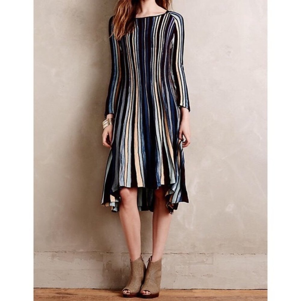 Anthropologie Moth Nora Striped Knit Sweater Dress